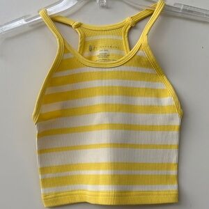 FP Movement by Free People Yellow and White Striped Crop Top